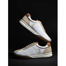 Louis Stitch White and Beige Comfortable Lace-Up Sneakers for Men