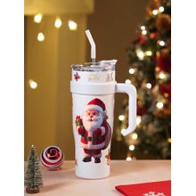 Little Surprise Box White Santa Vacuum Insulated Tumbler with Lid and Straw, 1.2 Litres