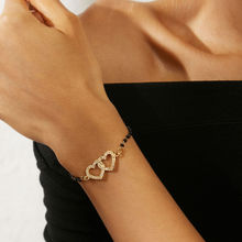 Pipa Bella by Nykaa Fashion Gold Plated CZ Double Heart Studded Mangalsutra Bracelet