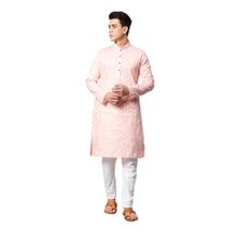 Manthan Mens Printed Blended Cotton Kurta (Peach)