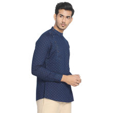 Manyavar Indigo Blue Denim Short Kurta