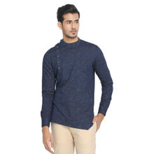 Manyavar Indigo Blue Denim Short Kurta