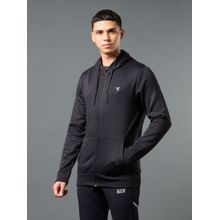 Technosport Men Black Solid Hoodie