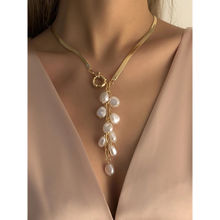 OOMPH Gold Tone Pearls Y Shape Lariat Fashion Choker for Women Stylish Latest