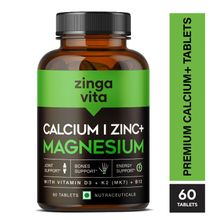 Zingavita Calcium Magnesium Zinc Tablets With Vitamin D3, K2 & B12 Supports Joint Health