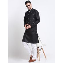 Kraft India Men Black Kurta & White Pyjama with Black Embroidered Sequined Nehru Jacket (Set of 3)