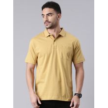 Classic Polo Men Mustard Polo Neck Solid Cotton T-shirt