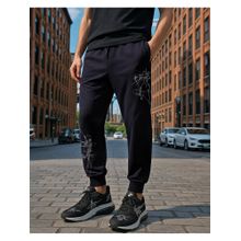 Bewakoof Official Naruto Men's Black The Rivals Graphic Printed Super Loose Fit Joggers