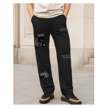 Bewakoof Official DC Men's Black Batman Graphic Printed Oversized Track Pants