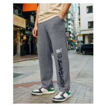 Bewakoof Official Marvel Men's Charcoal Grey Vengeance Typography Oversized Track Pants