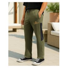 Bewakoof Men's Deep Moss Green The Rogue Color Block Oversized Track Pants