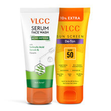 VLCC De Tan Sunscreen SPF 50 & Acne Defense Serum Facewash Combo