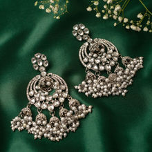 Zaveri Pearls Antique Silver Tone Kundan & Austrian Diamonds Jhumki Drops Earring (ZPFK10164)