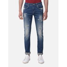 WOODLAND Blue Patterned Jeans