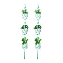 Homesake Macrame Plant Hanger Cotton Triple Blue
