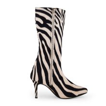 Zori World Zebra -solid Black Zebra Pattern Faux Fur Boots
