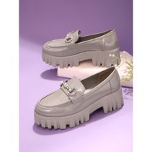 Truffle Collection Grey Embellished Loafers