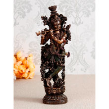 eCraftIndia Ethnic Carved Dancing Lord Krishna Playing Flute Figurine
