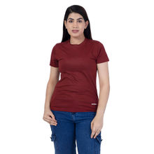 Omtex Fitness Sports Round Neck Activewear T Shirt for Women Maroon