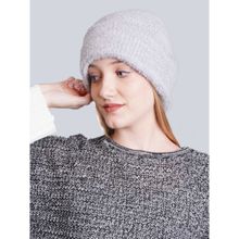 Bharatasya Rabbit Fur Grey Beanie Cap for Women