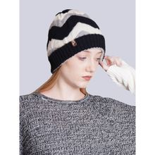 Bharatasya Stripe Pattern Grey Beanie Cap for Women
