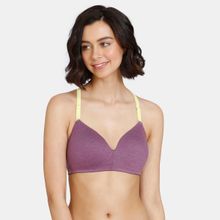 Zivame Happy Basics Padded Non-Wired 3/4th Coverage T-Shirt Bra - Purple Passion