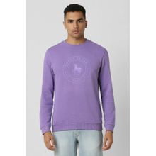 Van Heusen Men Lavender Solid Crew Neck Sweatshirt