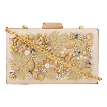 Vdesi Gold Solid Clutch