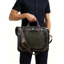 Hidesign Clooney Genuine Leather Men's Green Messenger Bag