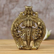 eCraftIndia Golden Brass Panchmukhi Hanuman Ji Statue