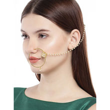 AccessHer Gold-Plated Embellished Nose Ring with Chain