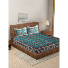 Rajasthan Decor Bottle Multi-Color Floral Print Cotton King Bedsheet with 2 Pillow Covers