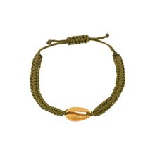 Tribe Amrapali Gold Plated Shell Green Thread Bracelet