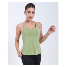 RYZ Swoosh Padded Cross-Back Knot Blot Wrap Green Tank Top