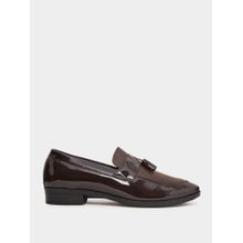 Styli Men Animal Textured Pointed Toe Formal Moccasins - Brown