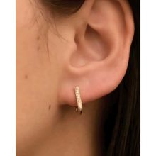 Inaya Accessories 18Kt Gold Plated Dainty Zircon Studded Rectangular Waterproof Earrings, Maisha