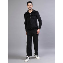 NEUDIS Men Black Corduroy Co-Ord Set, Button-Down Jacket and Trousers (Set of 2)