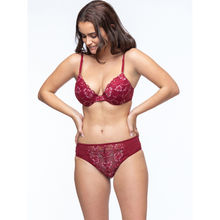Curwish SLW-01W Lacy Wonders Wine Push-Up Bra Set