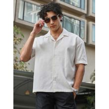 Campus Sutra Men White Solid Resort Oversized Shirt