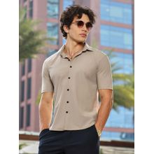 Campus Sutra Men Sand Beige Seamless Waffle Shirt