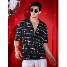 Campus Sutra Men Onyx Black Inkbound Pattern Shirt