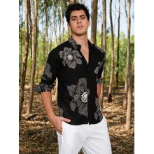 Campus Sutra Men Obsidian Black Maxi-Floral Shirt