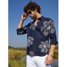 Campus Sutra Men Navy Blue Maxi-Floral Shirt