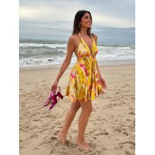 WomanLikeU Halter Neck Flared Printed Dress