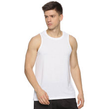 DOMIN8 Men Poly Viscose Slim Fit Breathable White Sports Sleeveless Tank Top