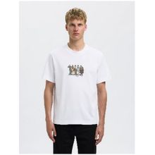 SELECTED HOMME Organic White Cotton Printed T-Shirt