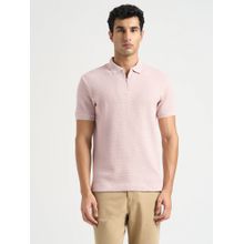 SELECTED HOMME Pink Cotton Zip Knit Polo T-Shirt