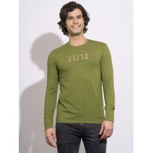 Being Human Men's Olive Typographic Print T-Shirt