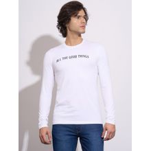 Being Human Men's White Typography Print Full Sleeve T-Shirt