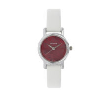 Sonata Pink Dial White Leather Strap Watch